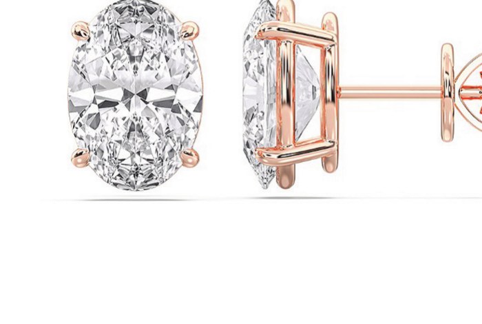 Oval lab-grown diamond stud earrings in a four-prong setting