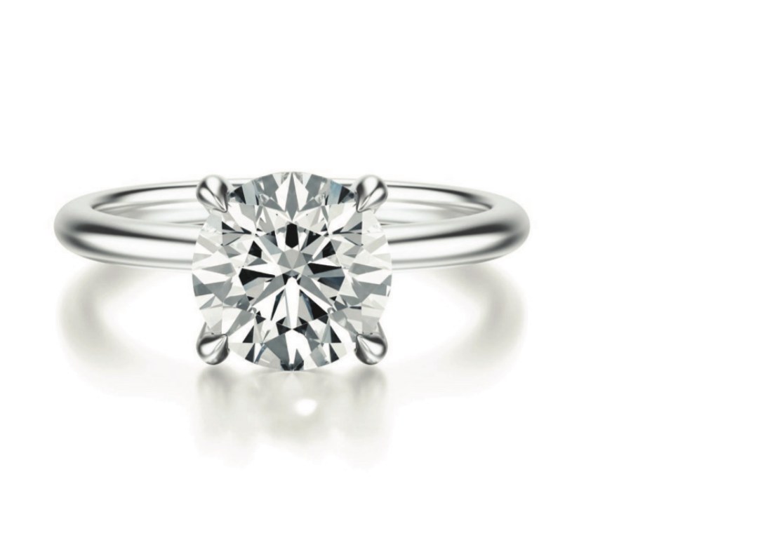 Round lab-grown diamond solitaire ring in polished white gold