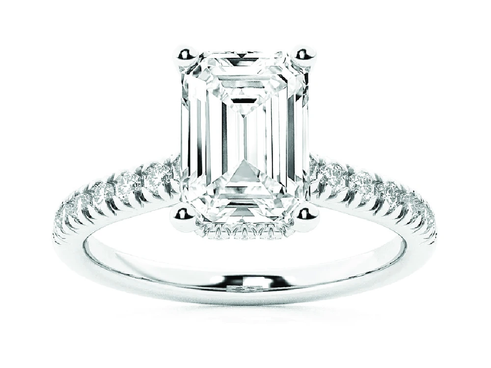 2ct Emerald Hidden-Halo Pavé Ring catalog reference image