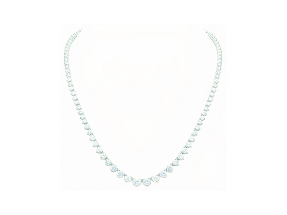 Graduated round lab-grown diamond necklace