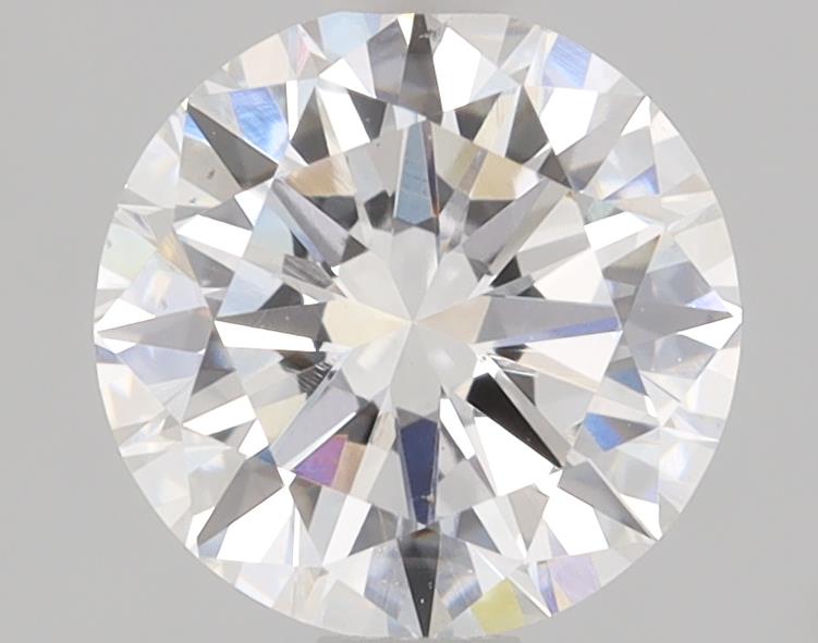 1.02ct round F/VS1 lab-grown diamond, 6.47-6.45mm, excellent cut and clarity.