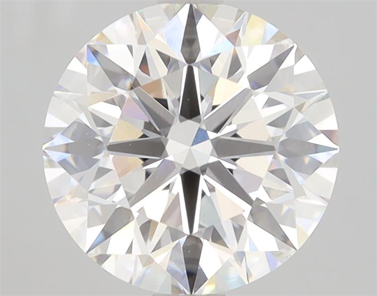 2.06ct round F/VVS2 lab-grown diamond, ID cut grade, IGI certified.