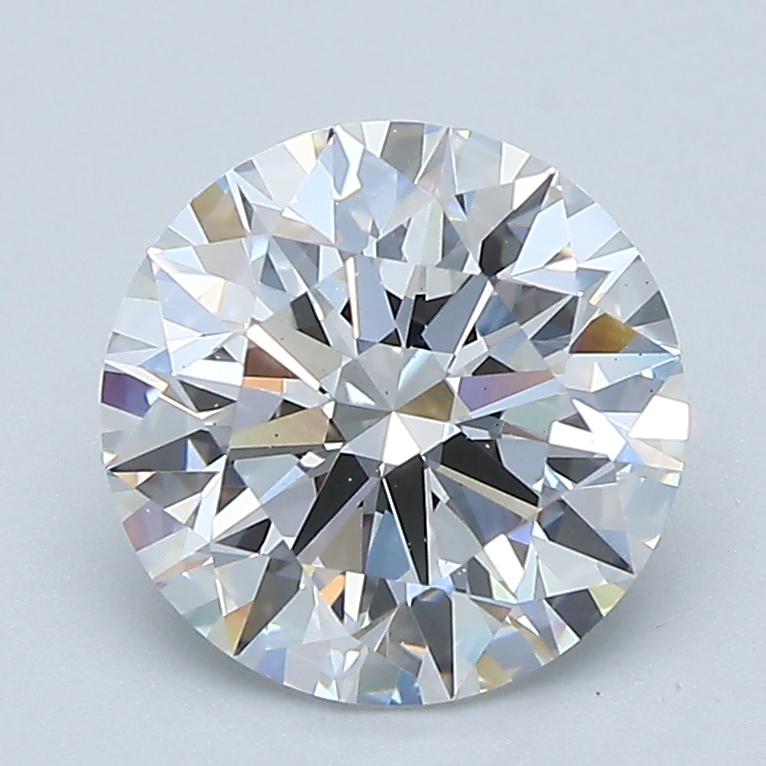 2.09ct round lab-grown diamond, D color, VS2 clarity, IGI certified.