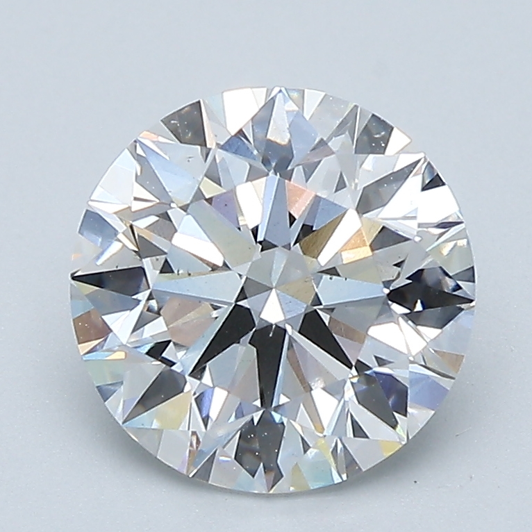 2.1ct round lab-grown diamond, D color, VS2 clarity, IGI certified.