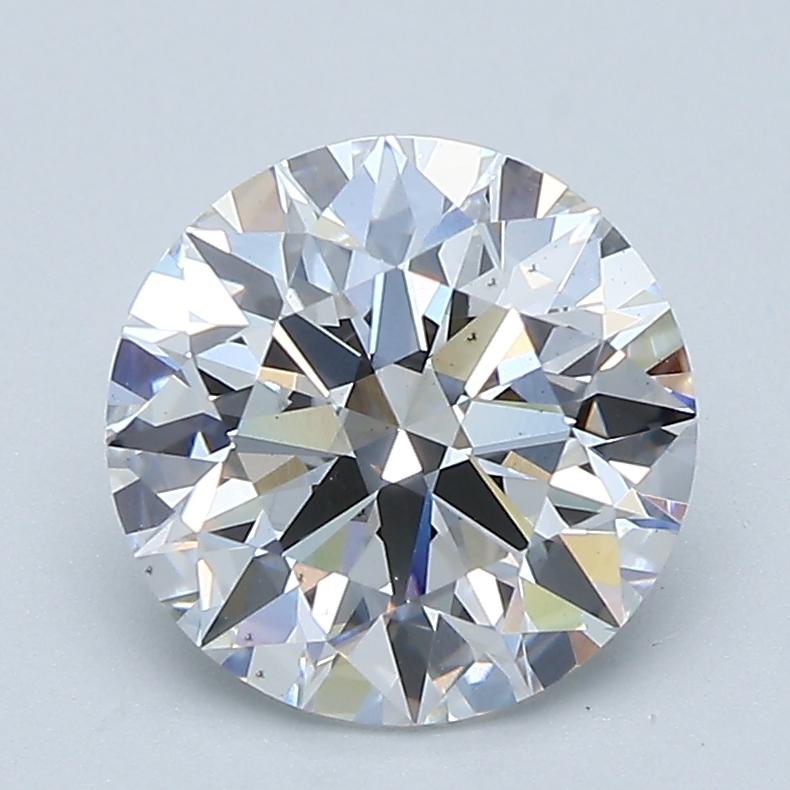 2.13ct round lab-grown diamond, D color, VS2 clarity, IGI certified.