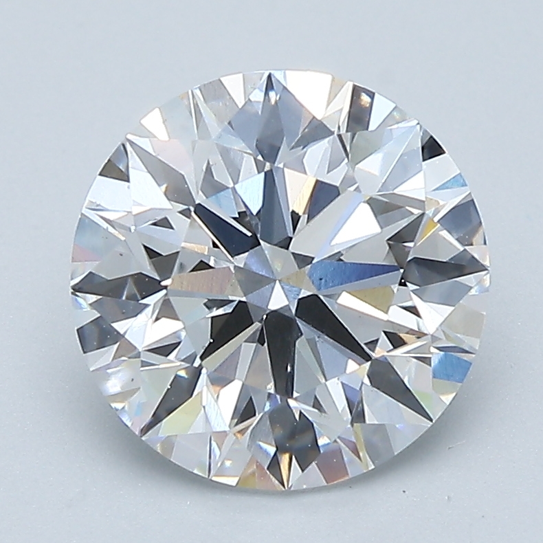 2.4ct round lab-grown diamond, D color, VS2 clarity, IGI certified.