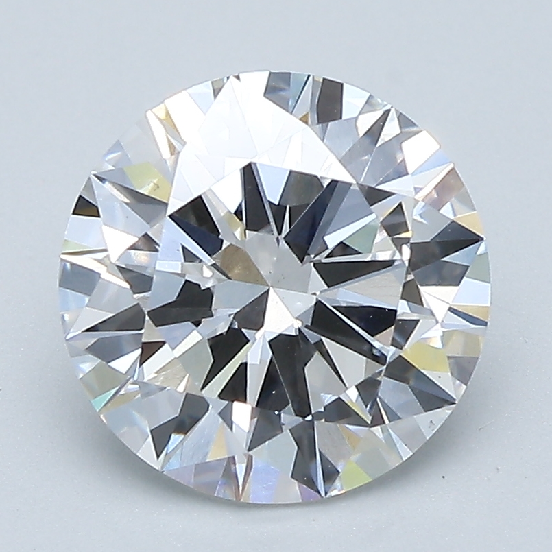 2.45ct round lab-grown diamond, D color, VS2 clarity, IGI certified.
