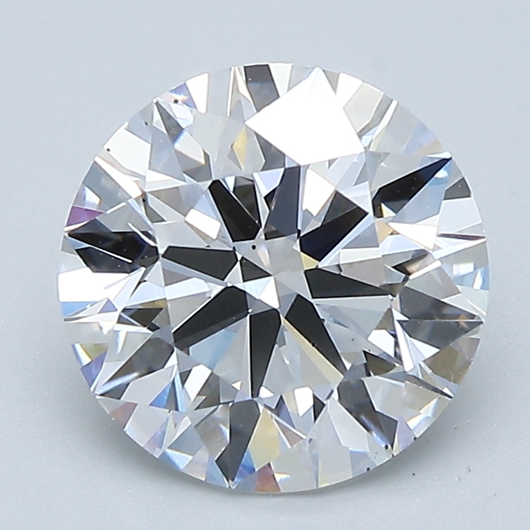 2.46ct round lab-grown diamond, D color, VS2 clarity, IGI certified.