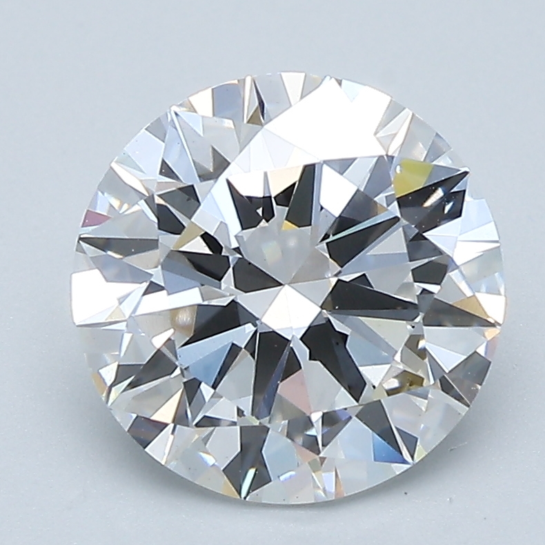 2.46ct round lab-grown diamond, D color, VS2 clarity, IGI certified.