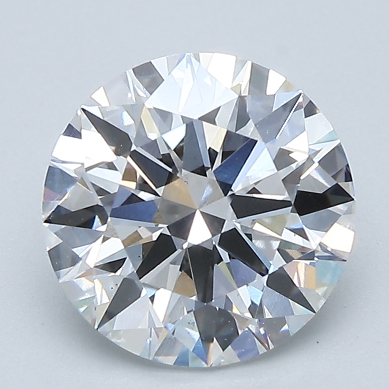 2.46ct round lab-grown diamond, D color, VS2 clarity, IGI certified.