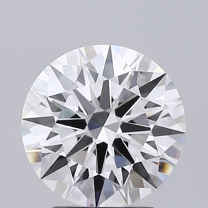 2.67ct round F/VVS2 lab-grown diamond, 8.91mm, IGI certified.