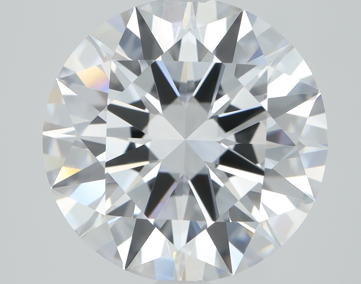 2.98ct round lab-grown diamond, D color, VS1 clarity, IGI certified.