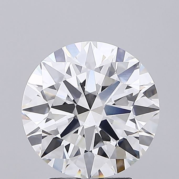 3.21ct round F/VVS2 lab-grown diamond, 9.43mm, IGI certified.
