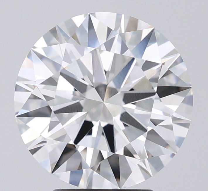 3.36ct round F/VVS2 lab-grown diamond, 9.71mm, IGI certified.