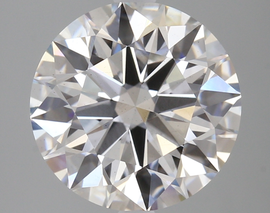 3.38ct round lab-grown diamond, F color, VS2 clarity, IGI certified.