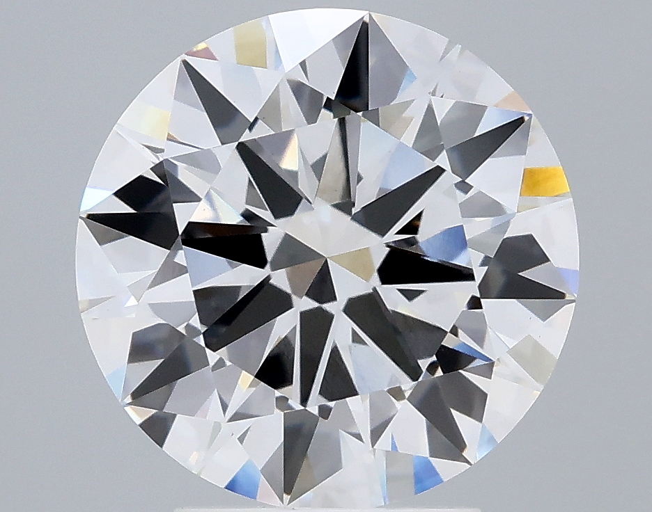 3.4ct round lab-grown diamond, F color, VS1 clarity, IGI certified.