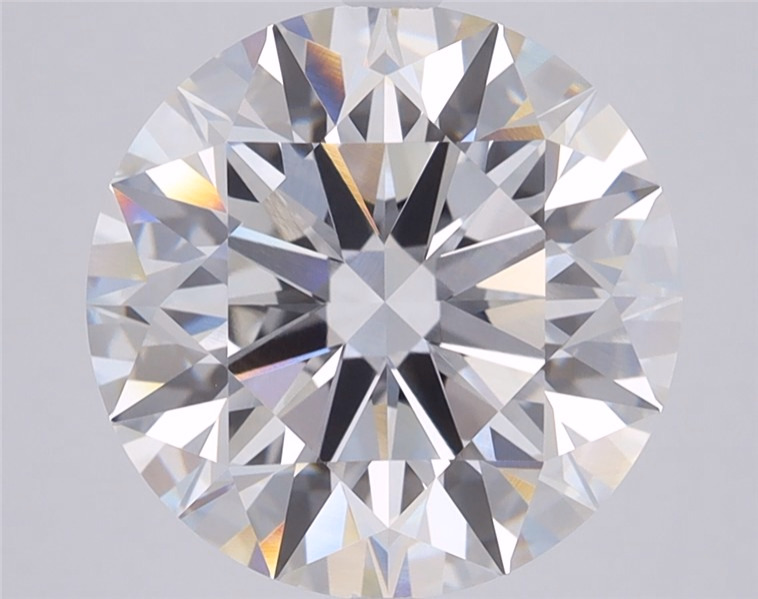 3.41ct round F/VS1 lab-grown diamond, 9.56mm, IGI certified.