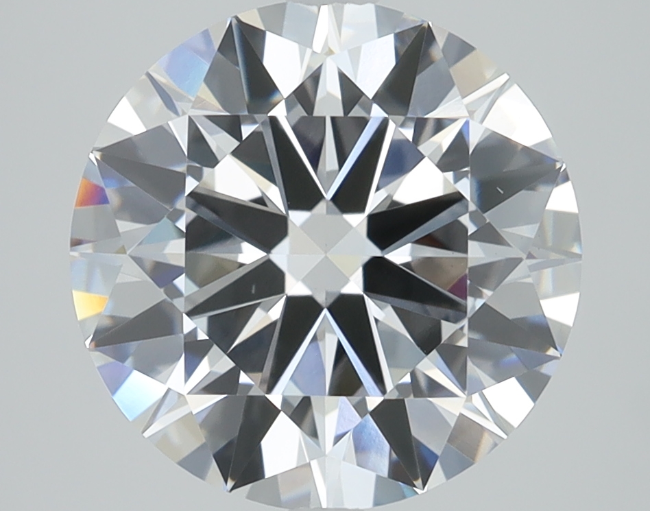 3.41ct round F/VS1 lab-grown diamond, 9.59mm, IGI certified.