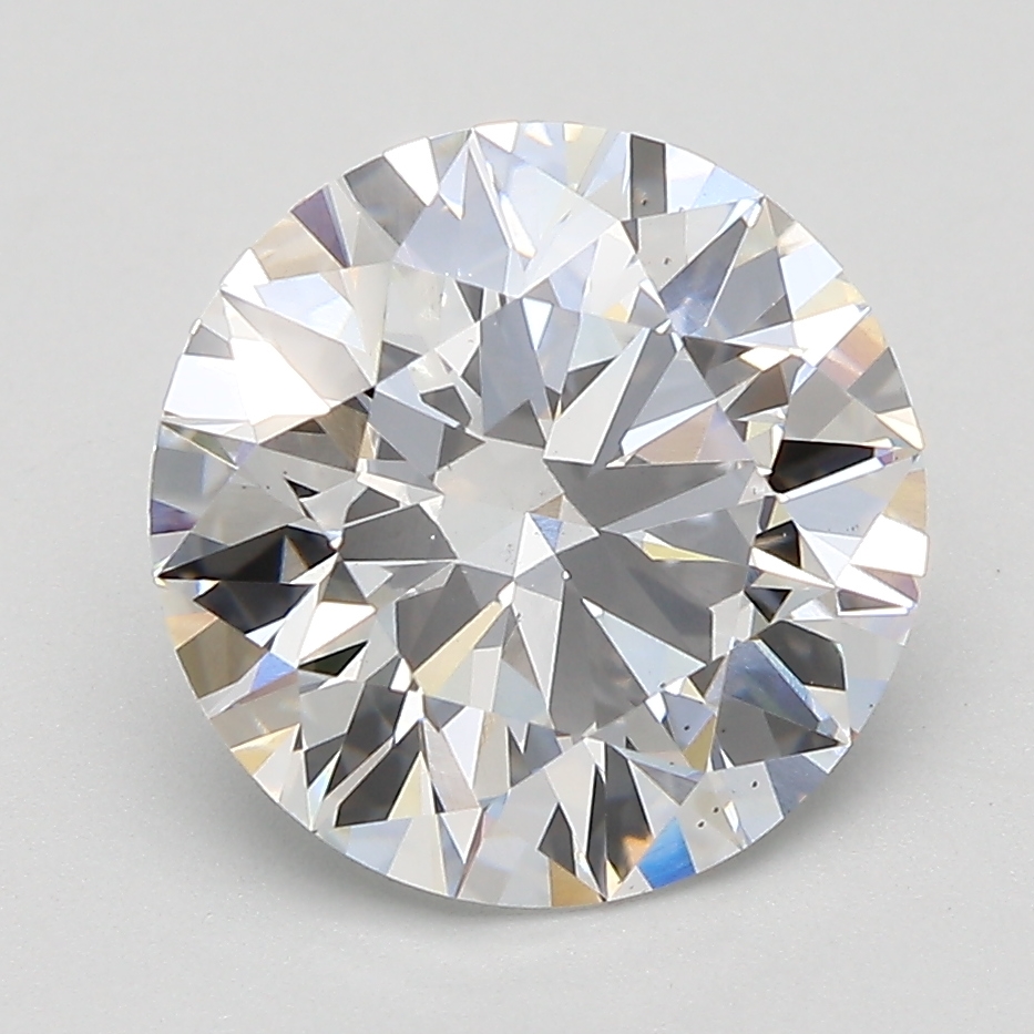 3.42ct round lab-grown diamond, D color, VS2 clarity, IGI certified.