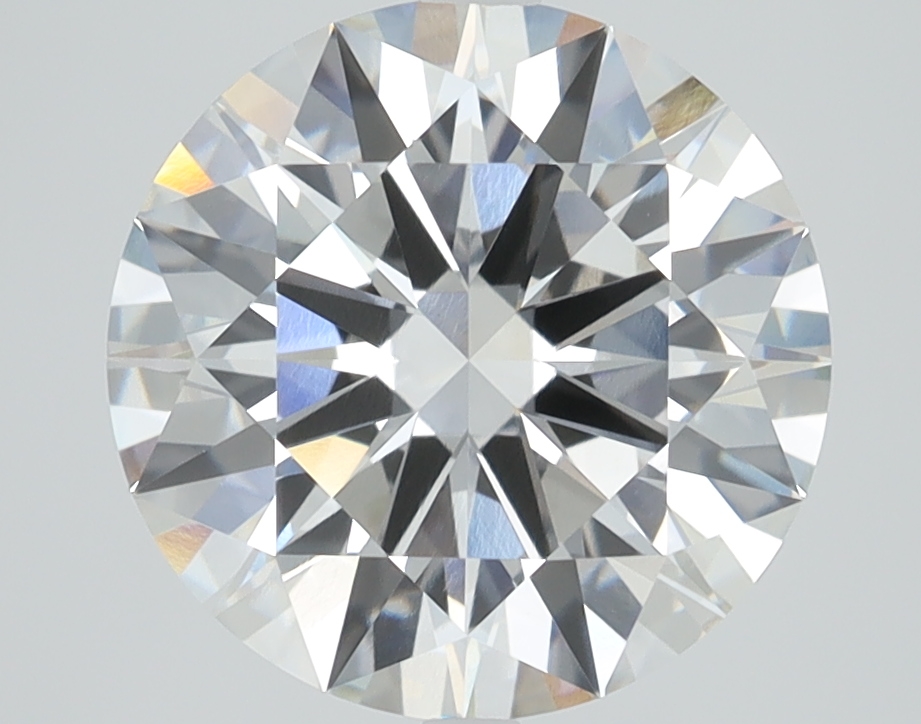 3.43ct round F/VVS2 lab-grown diamond, 9.53mm, IGI certified.