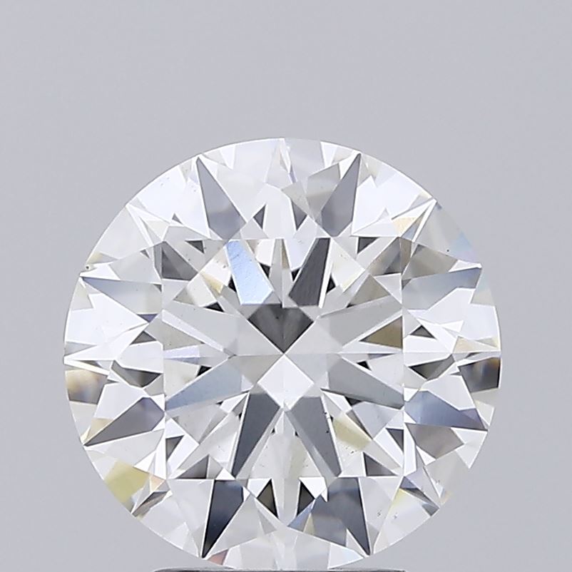 3.43ct round F/VS1 lab-grown diamond, 9.63mm, IGI certified.