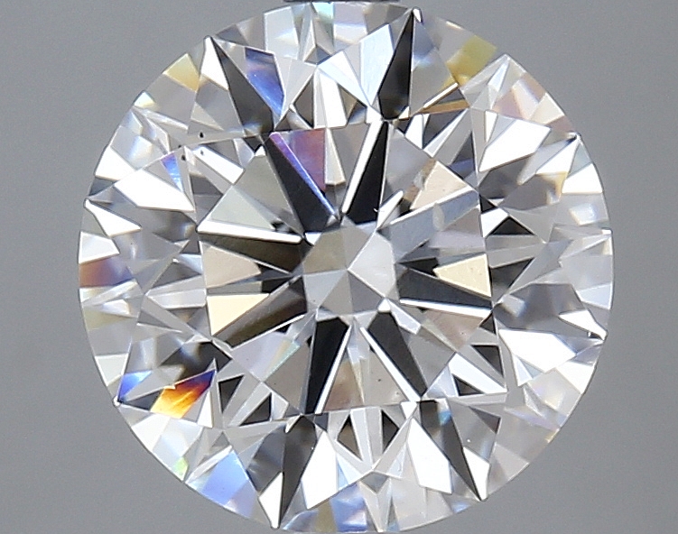 3.43ct round F/VS2 lab-grown diamond, 9.59mm, IGI certified.