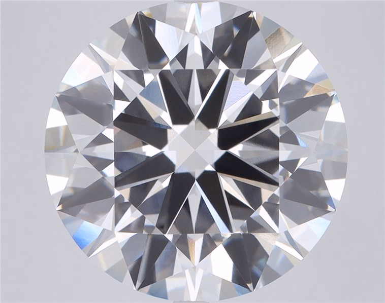 3.44ct round F/VS1 lab-grown diamond, 9.56mm, IGI certified.