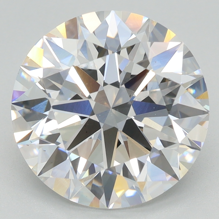 3.56ct round lab-grown diamond, D color, VS2 clarity, IGI certified.
