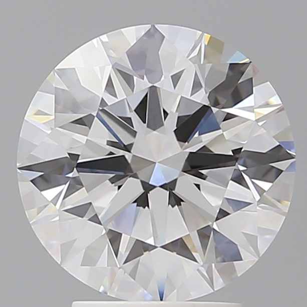 3.58ct round lab-grown diamond, F color, VVS2 clarity, ideal cut grade, measurements 9.79mm ID