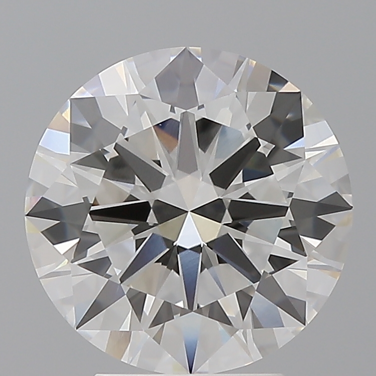 3.58ct round F/VVS2 lab-grown diamond, 9.94mm, IGI certified.