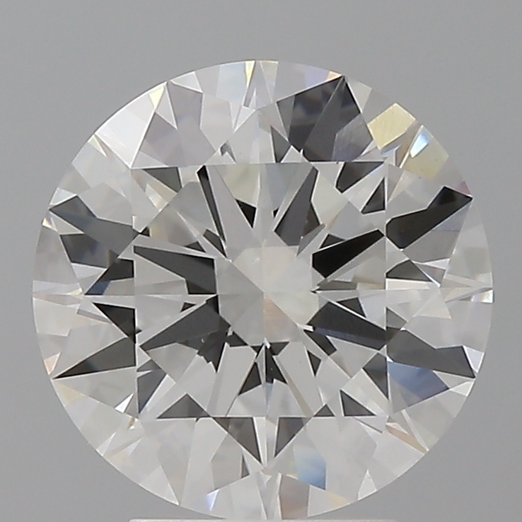 3.58ct round F/VVS2 lab-grown diamond, 9.86mm, IGI certified.
