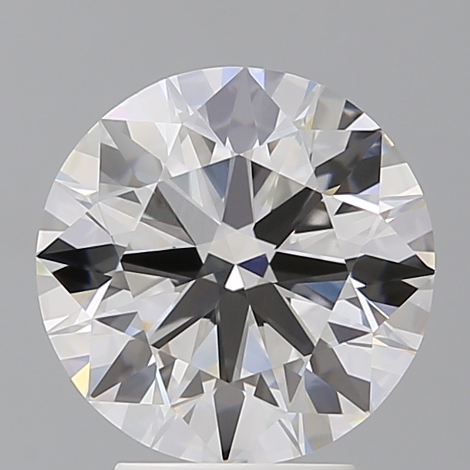 3.58ct round F/VVS2 lab-grown diamond, 9.83mm, IGI certified.