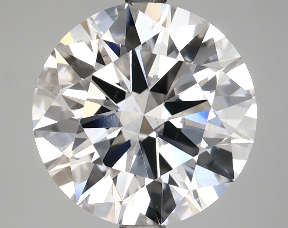 3.69ct round lab-grown diamond, D color, VS2 clarity, IGI certified.