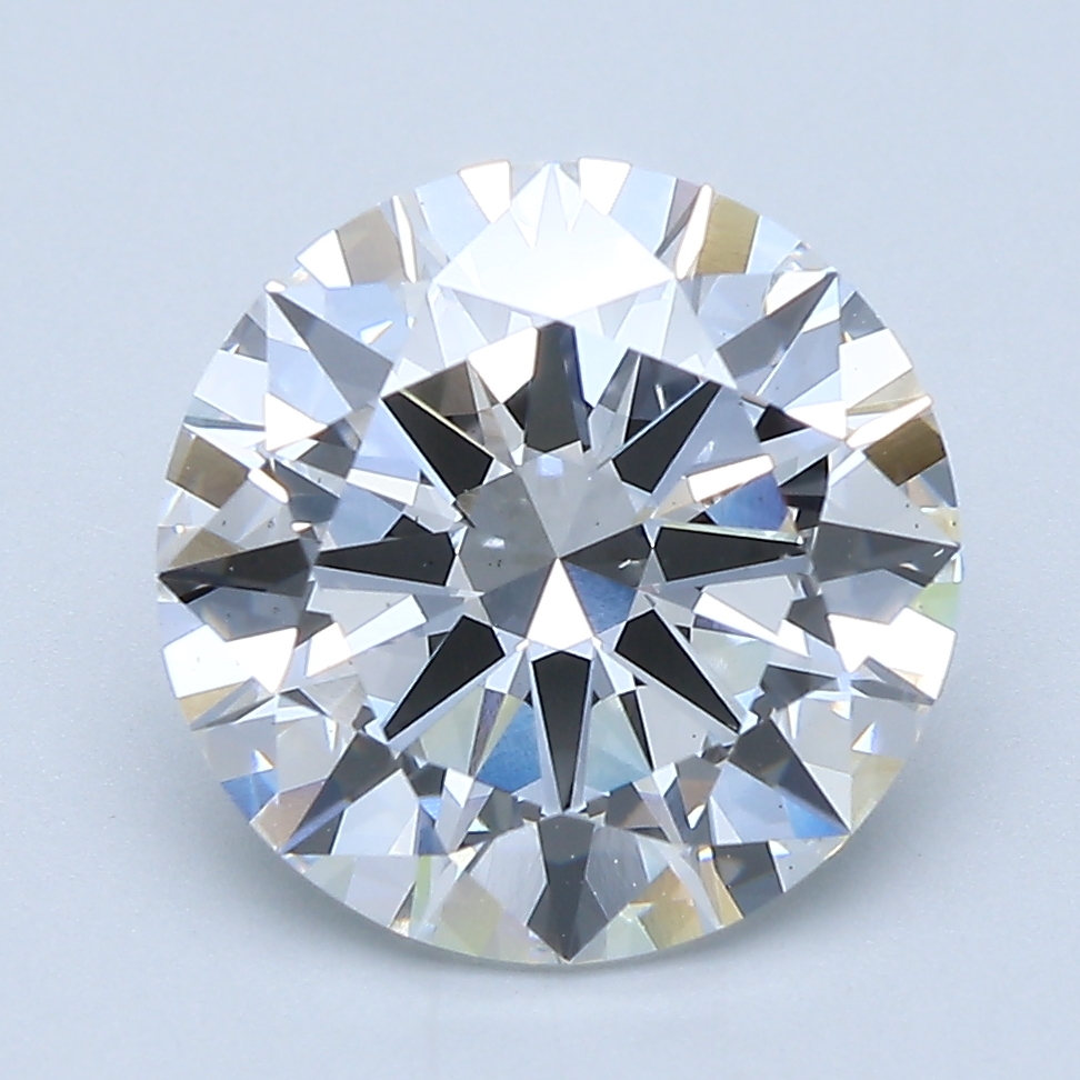 3.72ct round lab-grown diamond, D color, VS2 clarity, IGI certified.