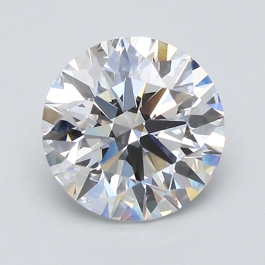 3.89ct round lab-grown diamond, D color, VS2 clarity, IGI certified.