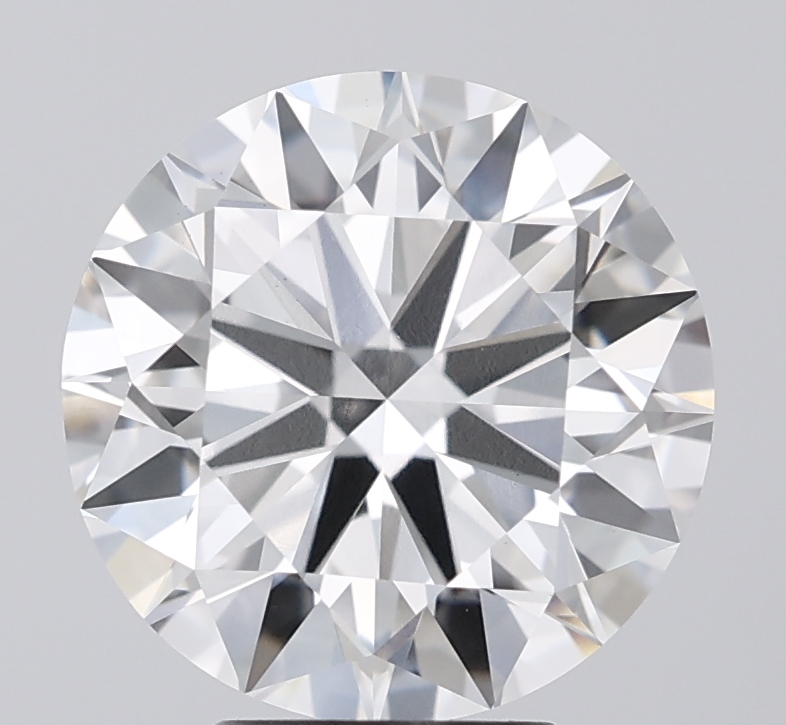 4.38ct round F/VS1 lab-grown diamond, 10.37mm, IGI certified.