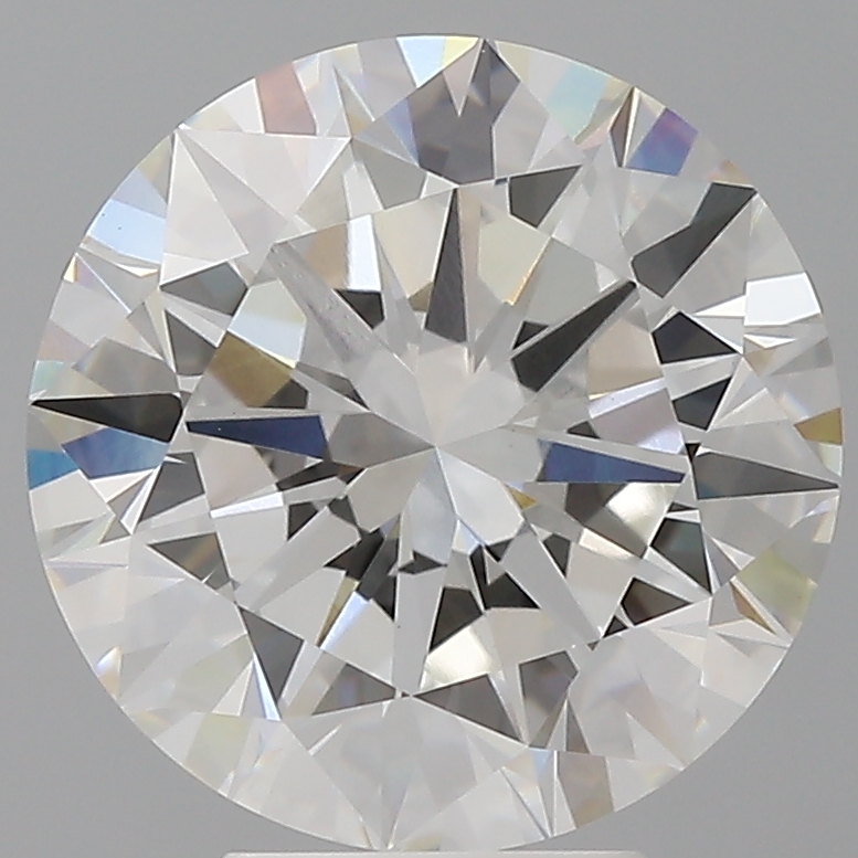 5.45 carat round lab-grown diamond, F color, VVS2 clarity, 11.18mm ID