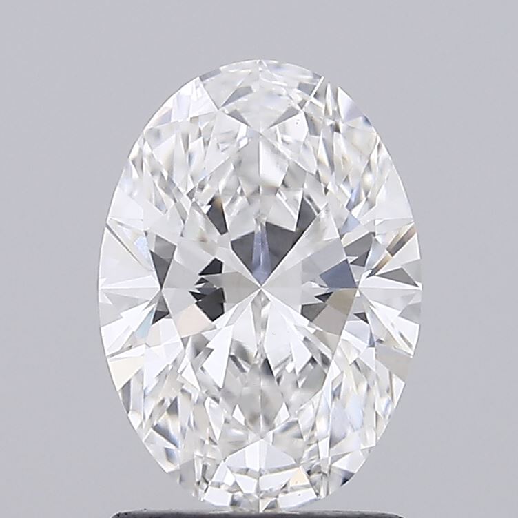 1.43ct oval lab-grown diamond, E color, VS1 clarity, measurements 9.12 X 6.48 X 3.95 mm