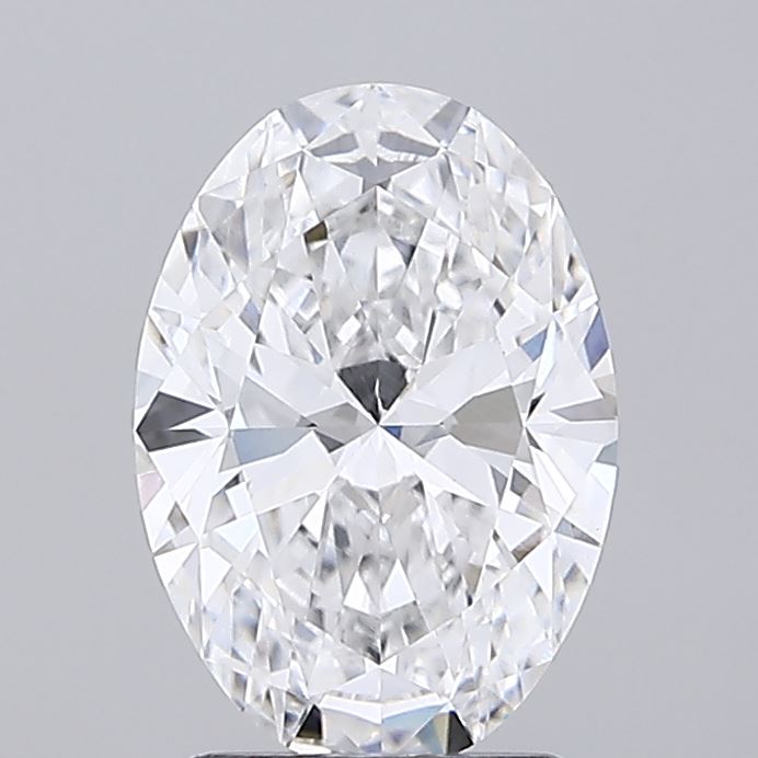 1.96ct oval lab-grown diamond, D color, VVS2 clarity, 10.14mm ID