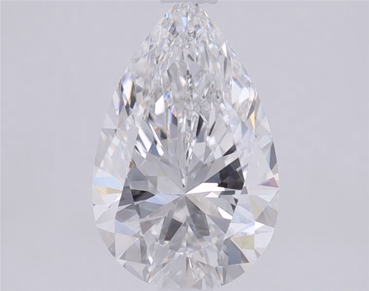 1.1 carat pear-cut lab-grown diamond, D color, VVS2 clarity, 9.47mm ID