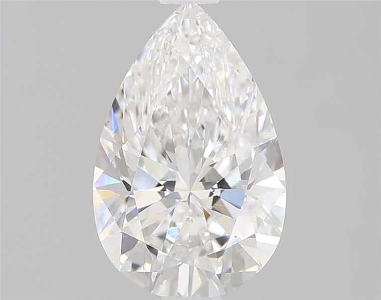 1.34ct pear-shaped lab-grown diamond, F color, VVS2 clarity, 9.58x6.14x3.90mm measurements