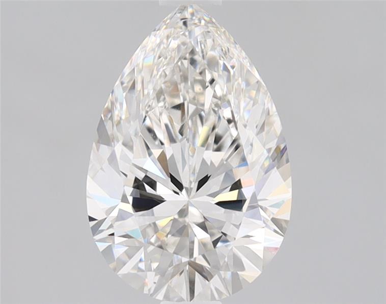 1.37ct pear-shaped lab-grown diamond, G color, VVS2 clarity, 9.28mm ID