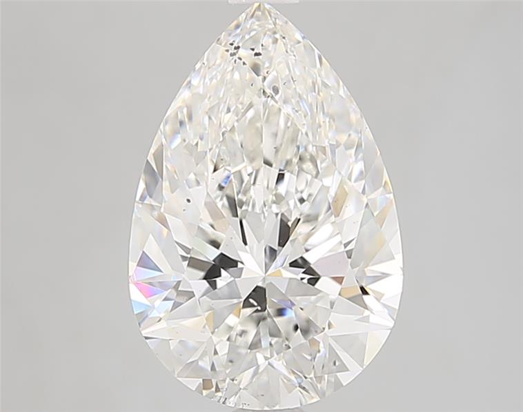 3.06ct pear-cut lab-grown diamond, F color, SI2 clarity, 12.37mm length