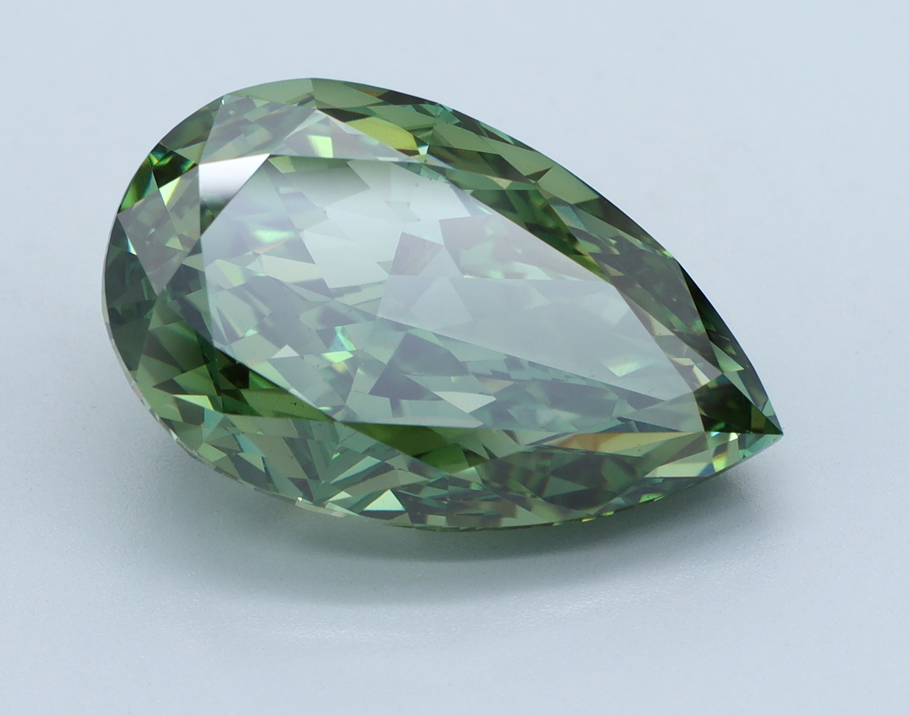 9.43ct Pear Cut Lab-Grown Diamond, GREEN Color, 17.17mm ID