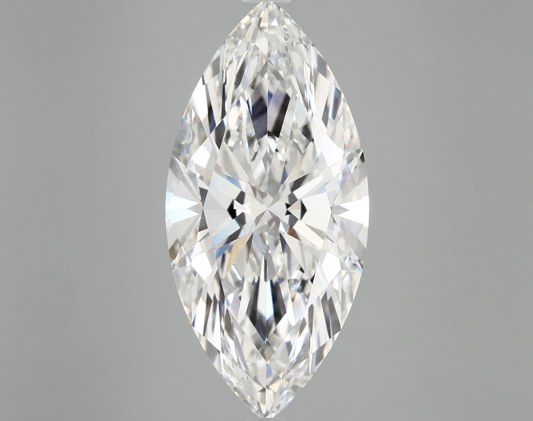 Lab-grown 6.74ct marquise diamond with F color and VVS2 clarity, measurements: 20.66 x 9.91 x 5.97 mm.