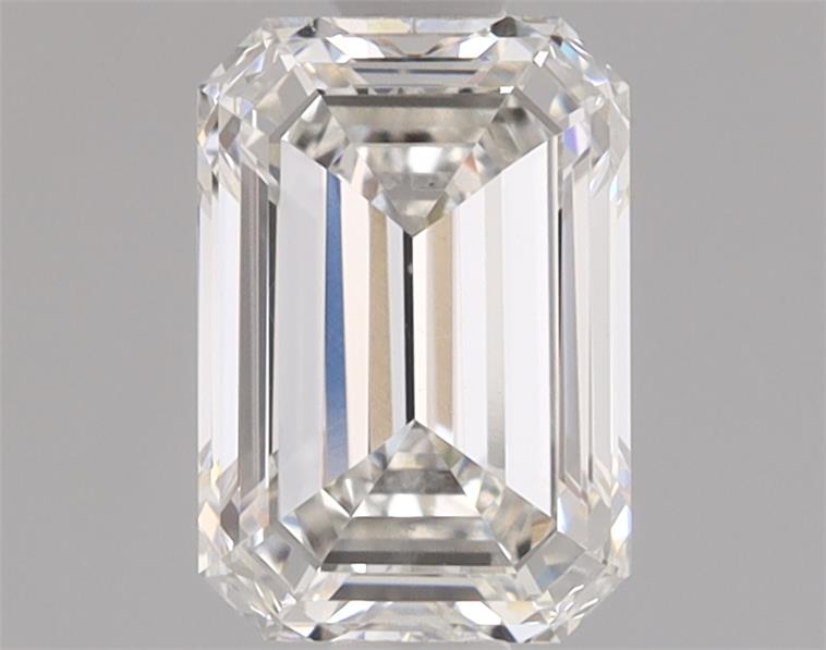 1.1ct lab-grown emerald diamond, F color, VVS2 clarity, 7.07x4.87x3.20mm measurements