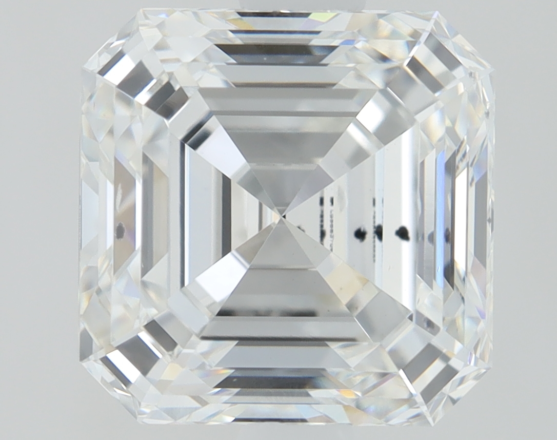 1.6ct lab-grown Asscher diamond, F color, SI1 clarity, 6.48mm ID