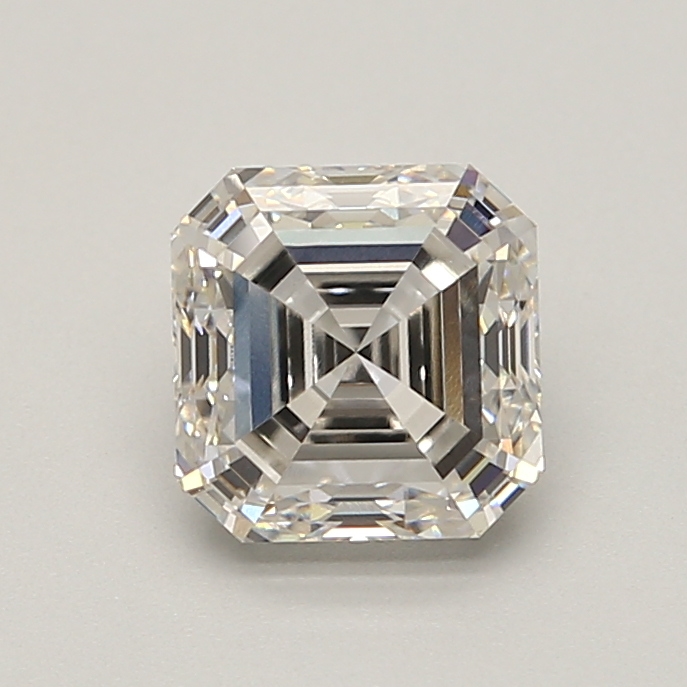 1.76ct lab-grown Asscher diamond, F color, VVS1 clarity, 6.53mm ID