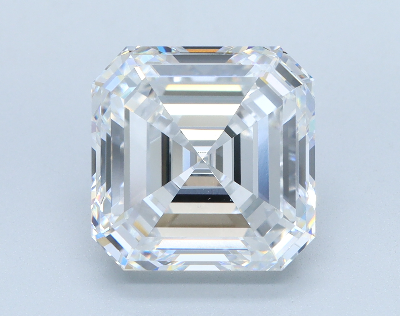 5.04ct lab-grown Asscher diamond, D color, VVS1 clarity, 9.65mm ID