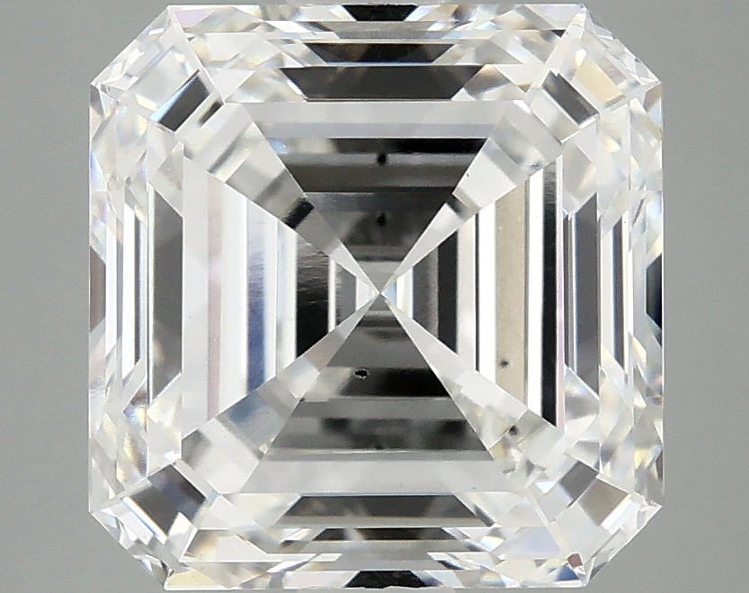 5.04ct lab-grown Asscher diamond, F color, VS2 clarity, 9.64mm ID